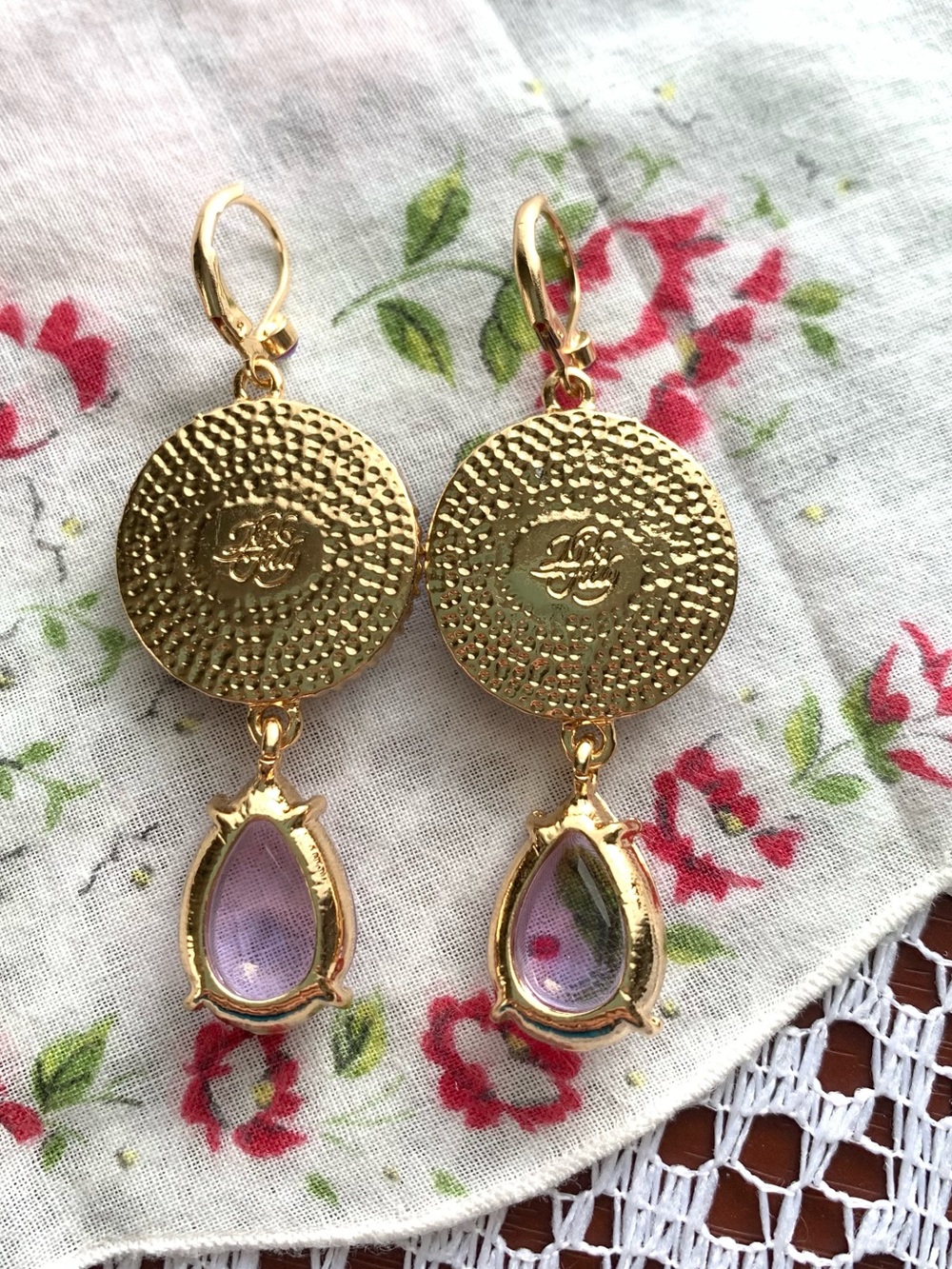 Kirk’s Folly Dangling Teardrop Purple Moon Face Vintage/Retro Style Earrings - Picture 4 of 4